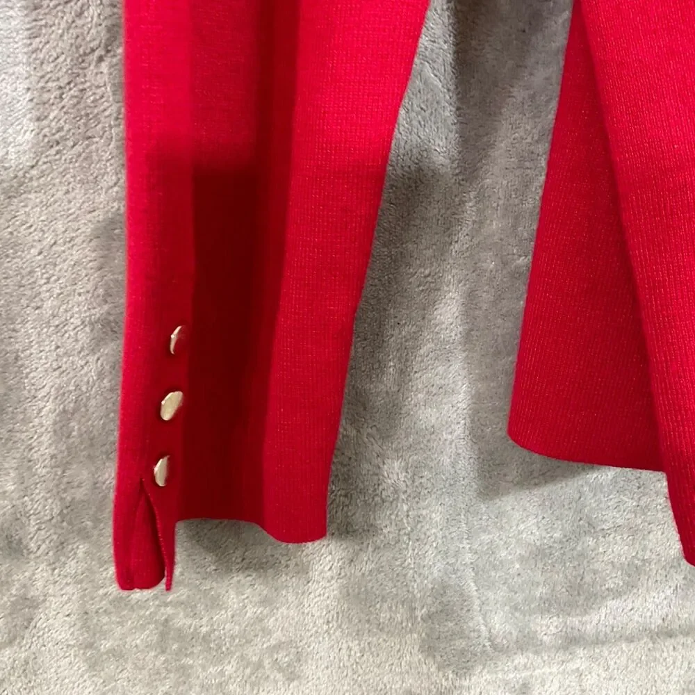Chico's Long Sleeve Turtle Neck Sweater women’s 3 /US XL Red w button detail